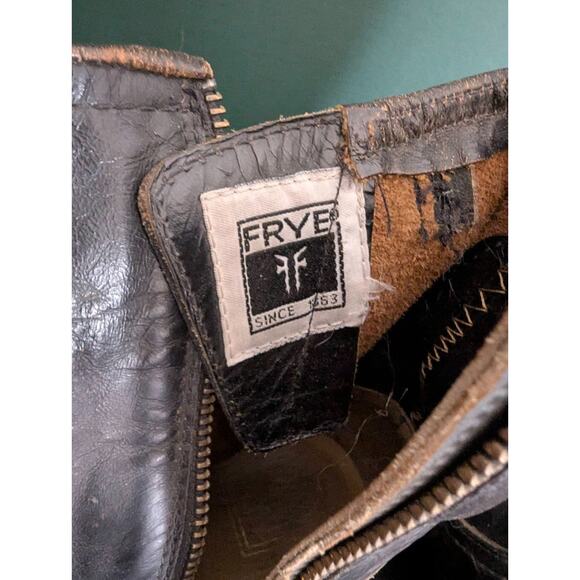 Vintage Frye Black Leather Ankle Zip Bucke Motorcycle Boots USA Men's 8 1/2D - Picture 15 of 16
